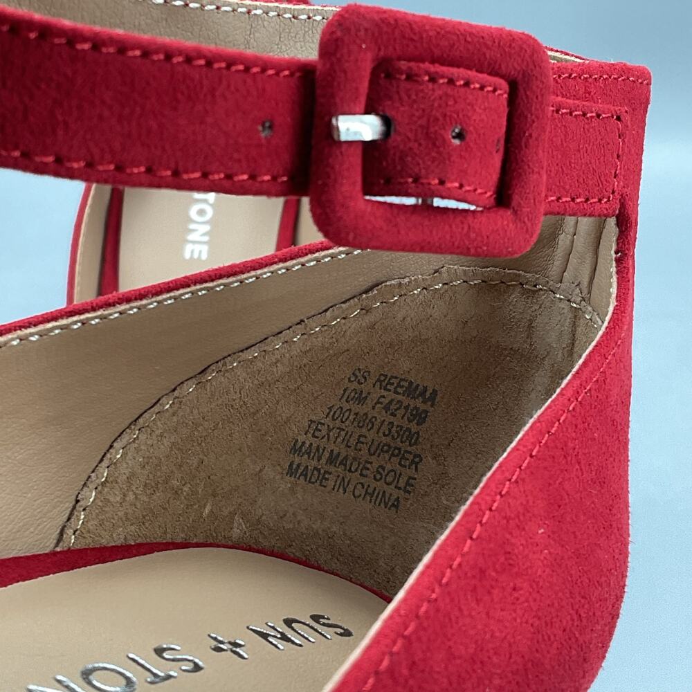 NEW Sun + Stone Women’s Reema Peep Toe Platform Sandals Cherry Size 10M - Picture 5 of 10